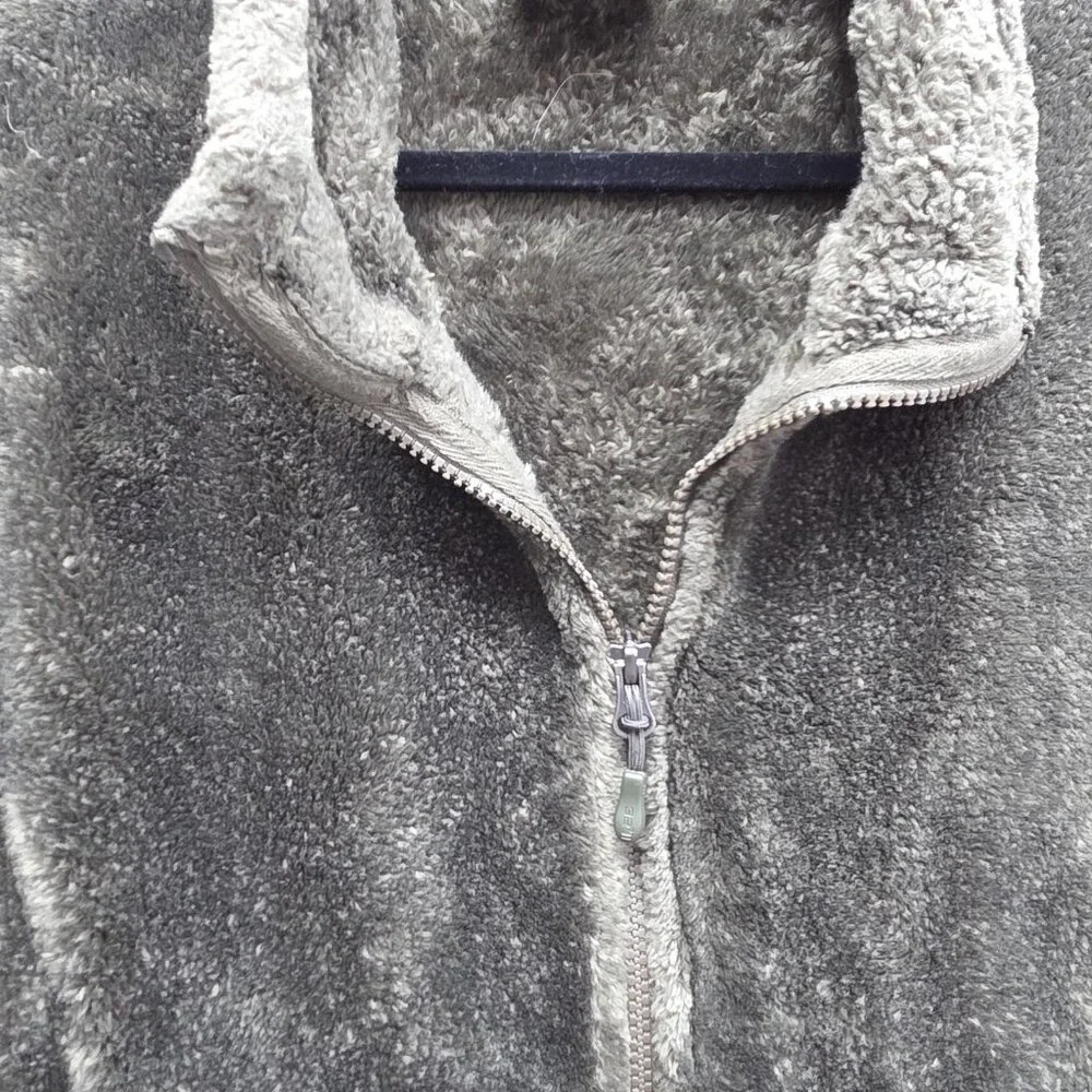 32 Degrees Heat Jacket Mens XL Gray Full Zip Fleece Faux Fur Plush Warm Pockets